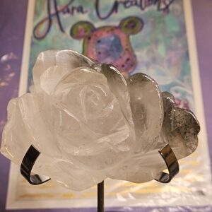 Big Clear Garden Quartz Rose Carving